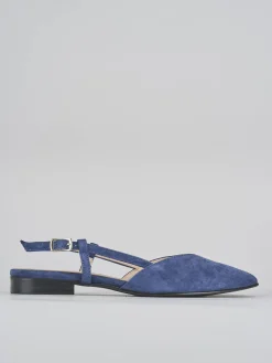 Ballerine tacco 1cm camoscio blu