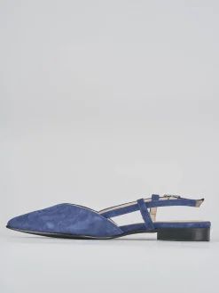 Ballerine tacco 1cm camoscio blu