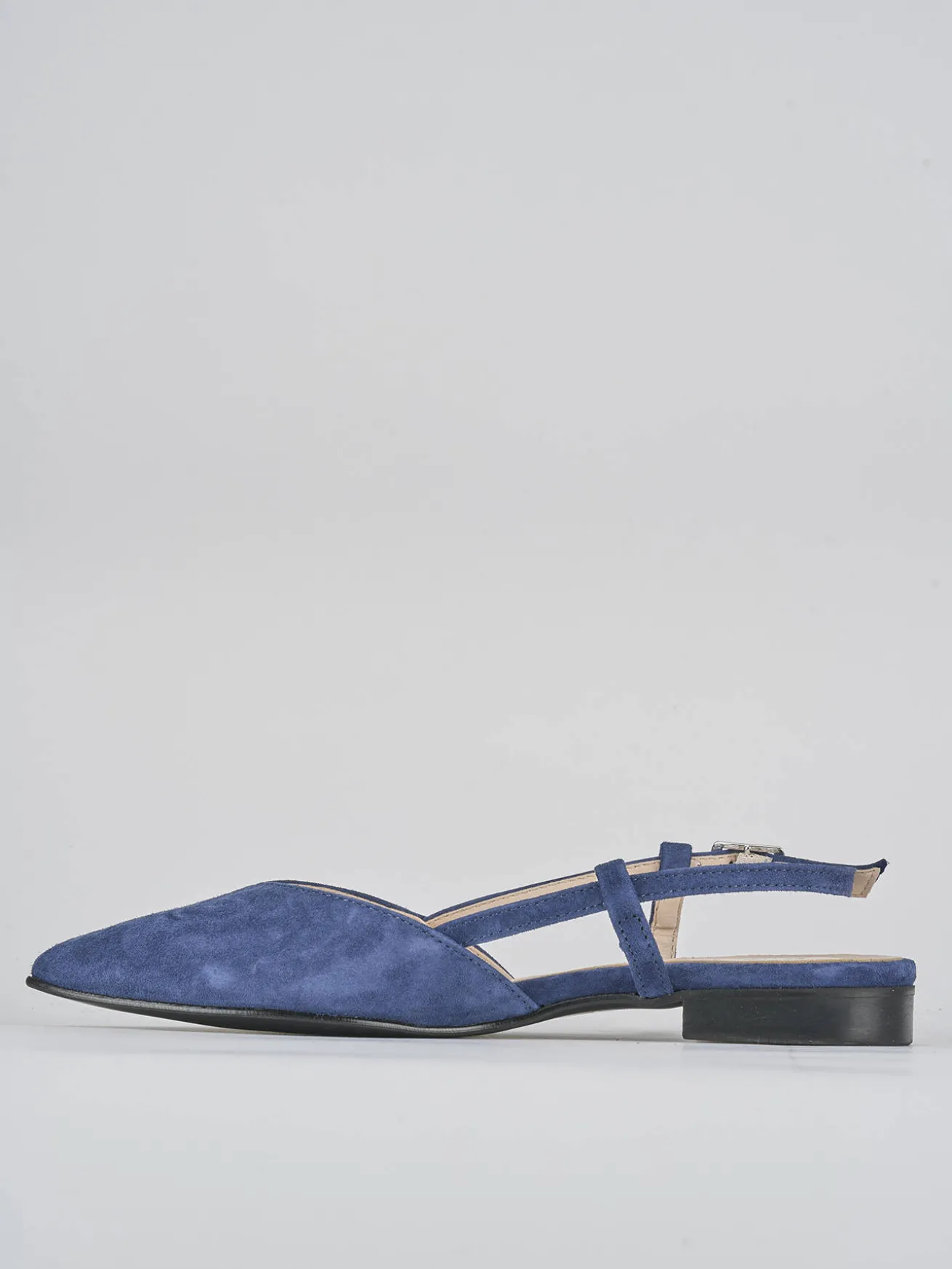 Ballerine tacco 1cm camoscio blu