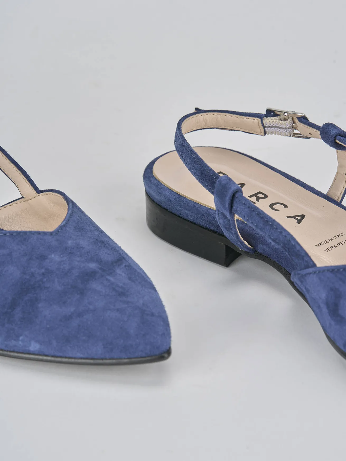 Ballerine tacco 1cm camoscio blu