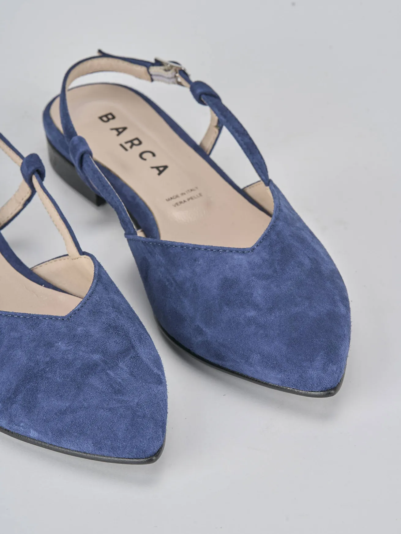 Ballerine tacco 1cm camoscio blu