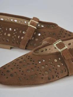 Ballerine tacco 1cm camoscio beige