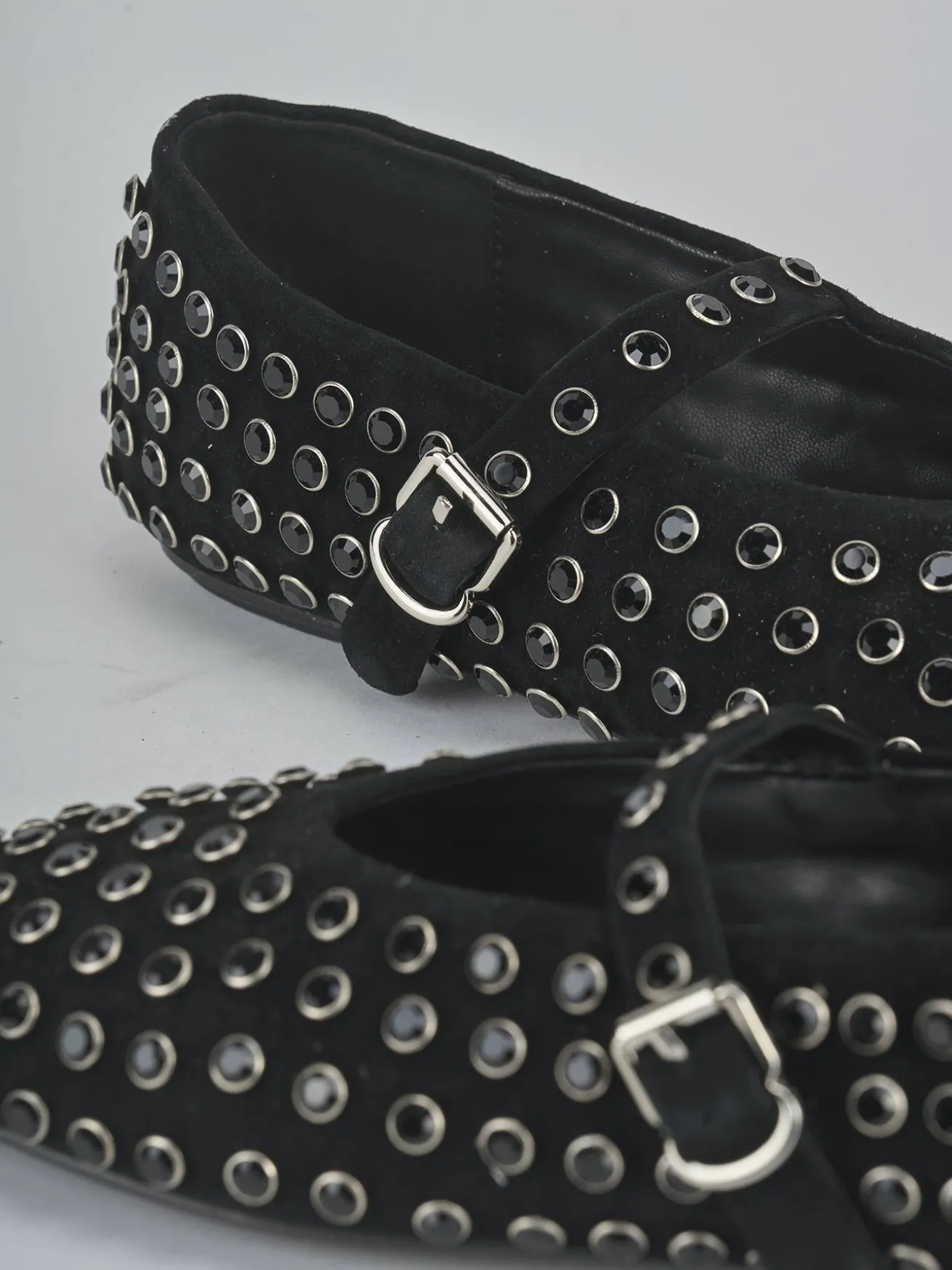 Ballerine tacco 1cm camoscio nero