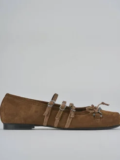 Ballerine tacco 1cm camoscio marrone