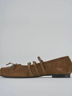 Ballerine tacco 1cm camoscio marrone