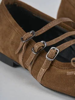 Ballerine tacco 1cm camoscio marrone