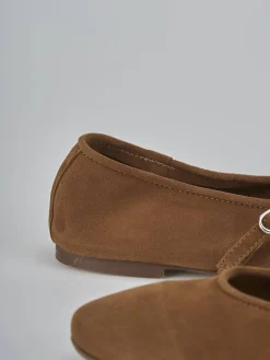 Ballerine tacco 1cm camoscio marrone