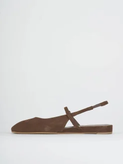 Ballerine tacco 1cm camoscio marrone