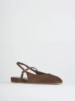 Ballerine tacco 1cm camoscio marrone