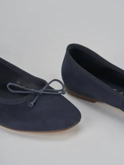 Ballerine tacco 1cm camoscio blu