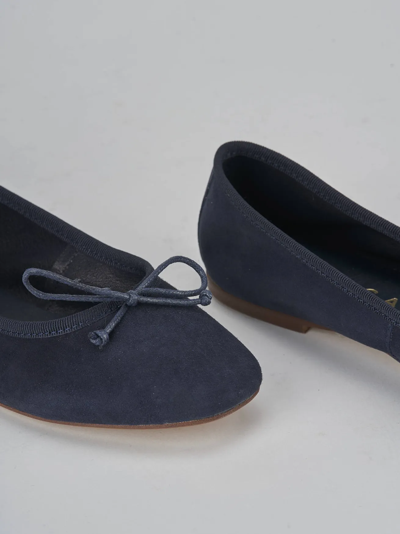 Ballerine tacco 1cm camoscio blu