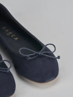 Ballerine tacco 1cm camoscio blu