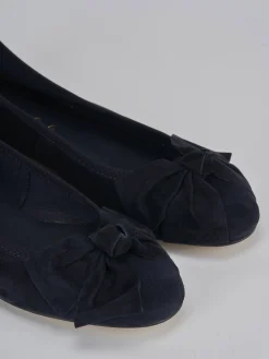 Ballerine tacco 1cm camoscio blu