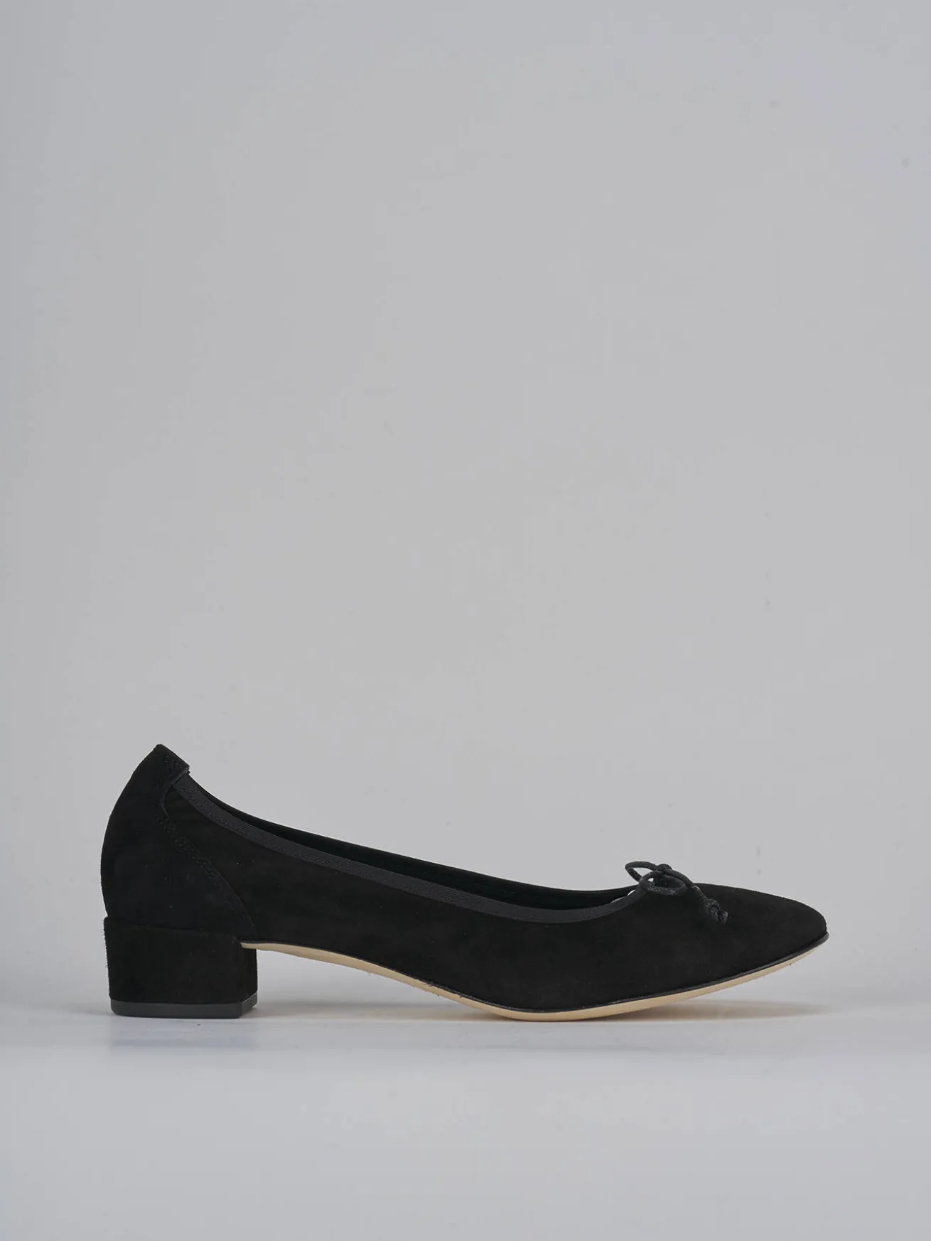 Ballerine tacco 4cm camoscio nero