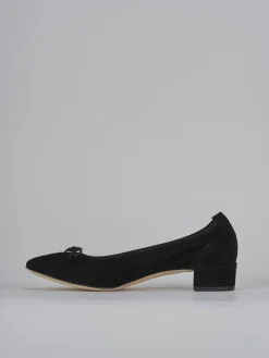 Ballerine tacco 4cm camoscio nero