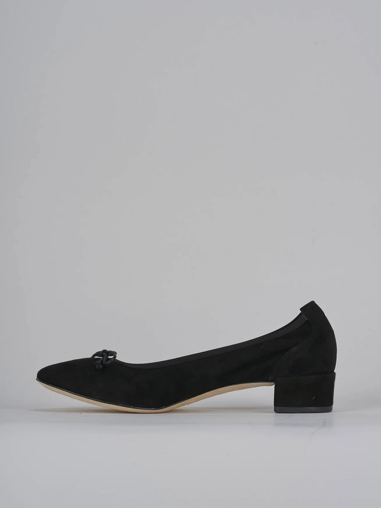 Ballerine tacco 4cm camoscio nero