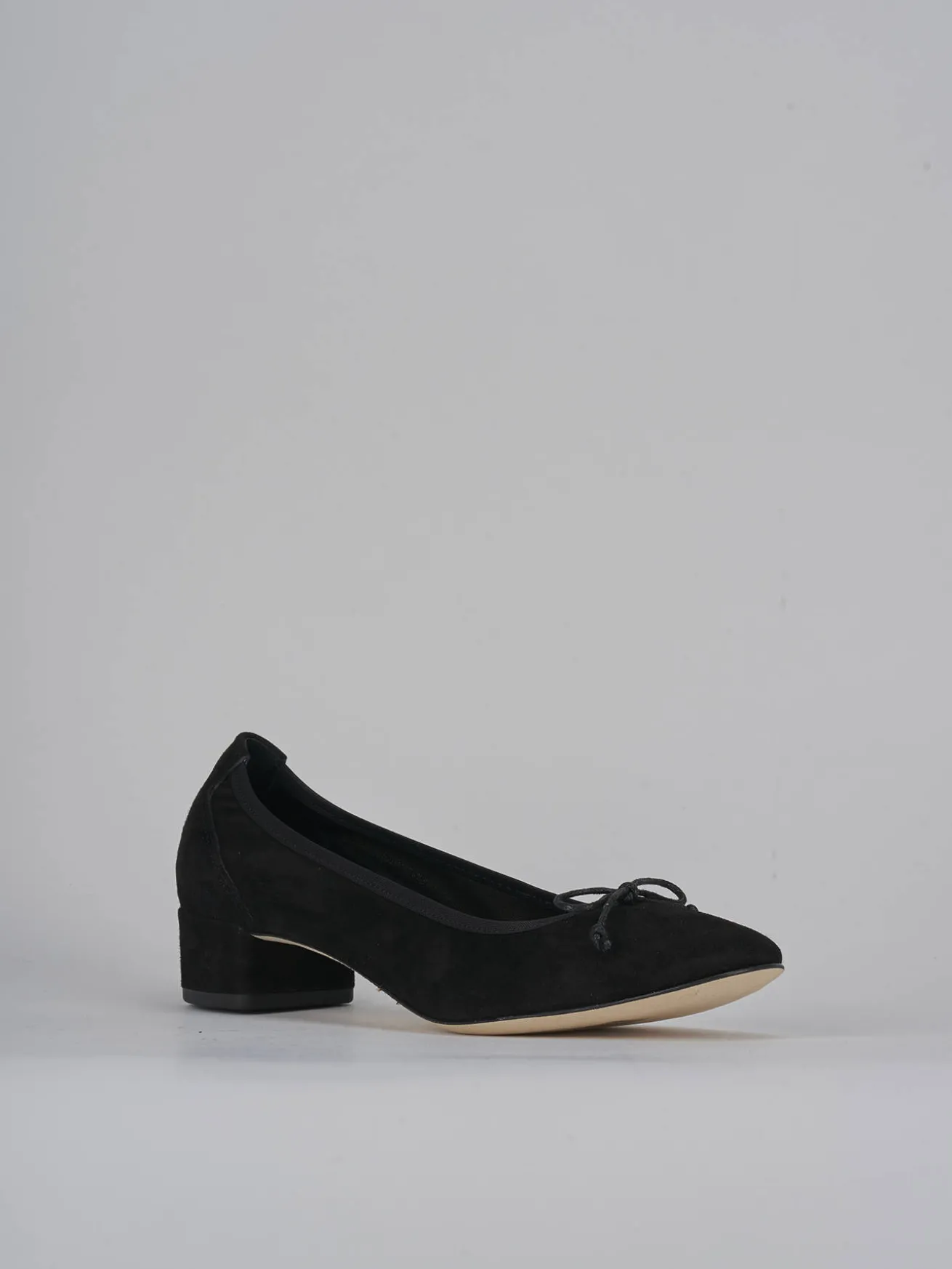 Ballerine tacco 4cm camoscio nero