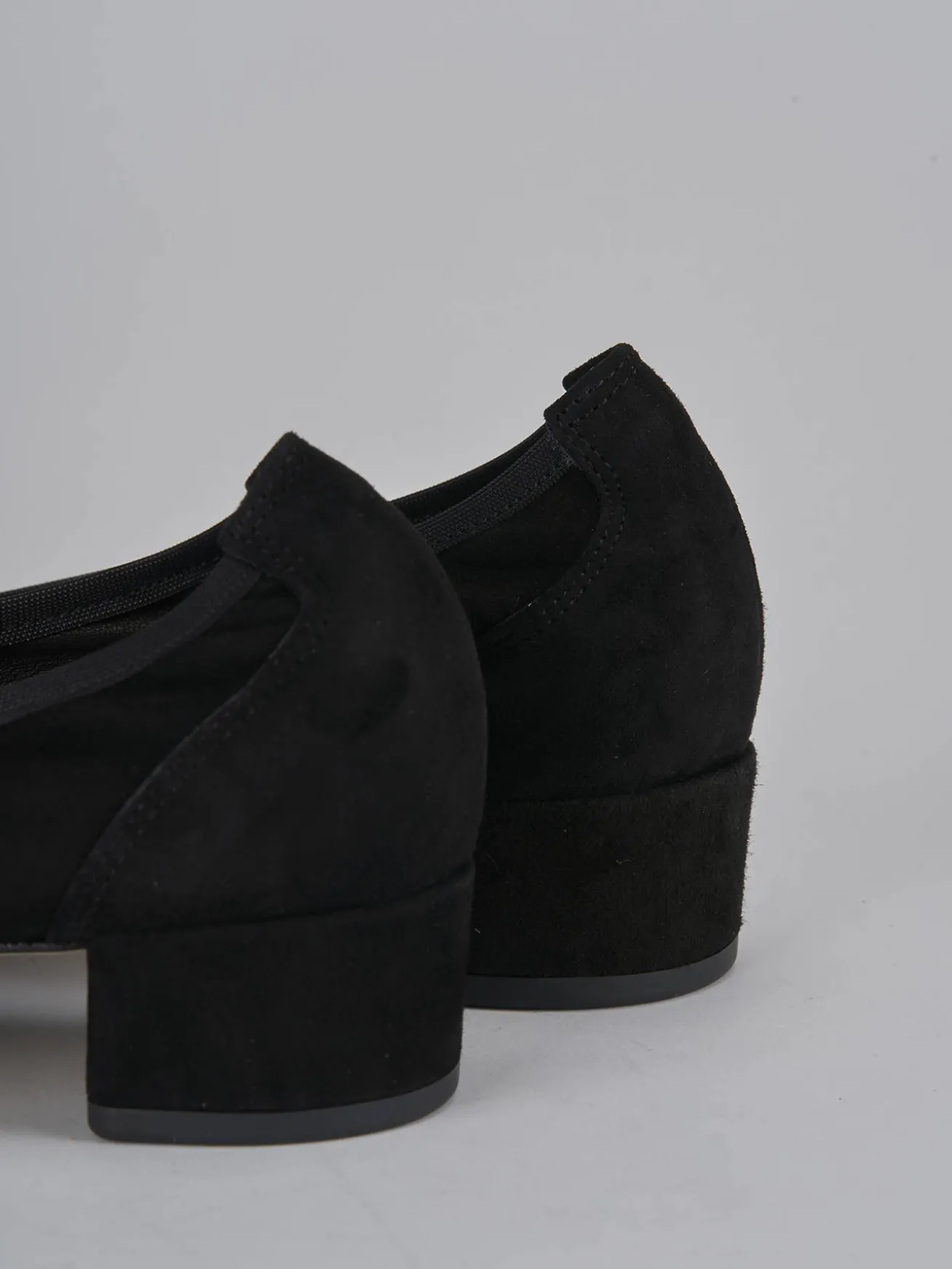 Ballerine tacco 4cm camoscio nero
