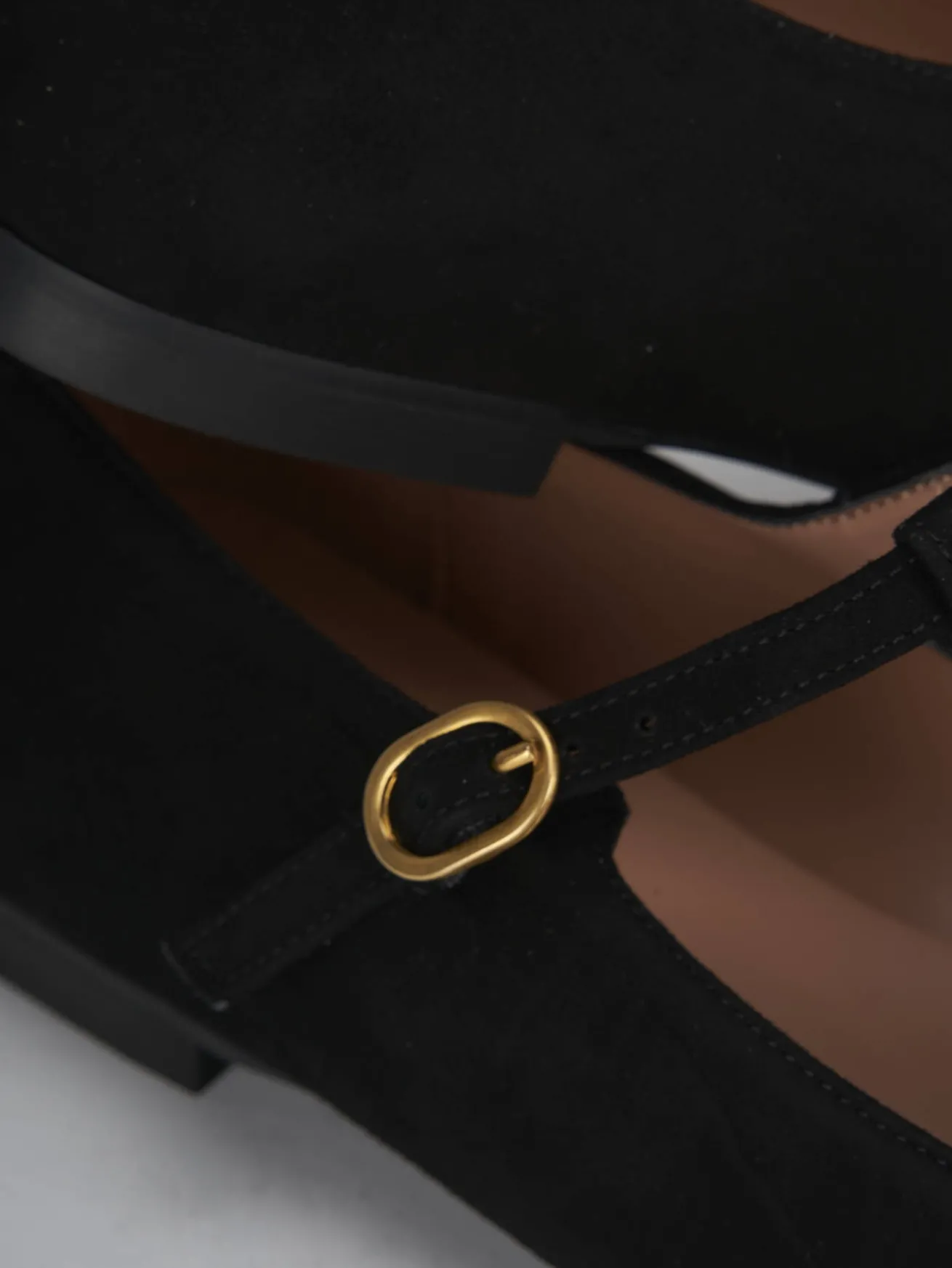 Ballerine tacco 1cm camoscio nero