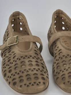 Ballerine tacco 1cm camoscio marrone