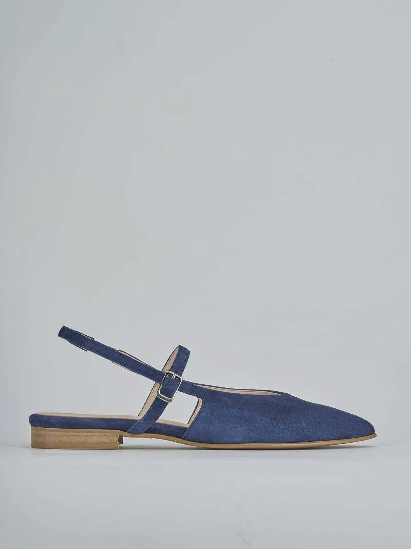 Ballerine tacco 1cm camoscio blu