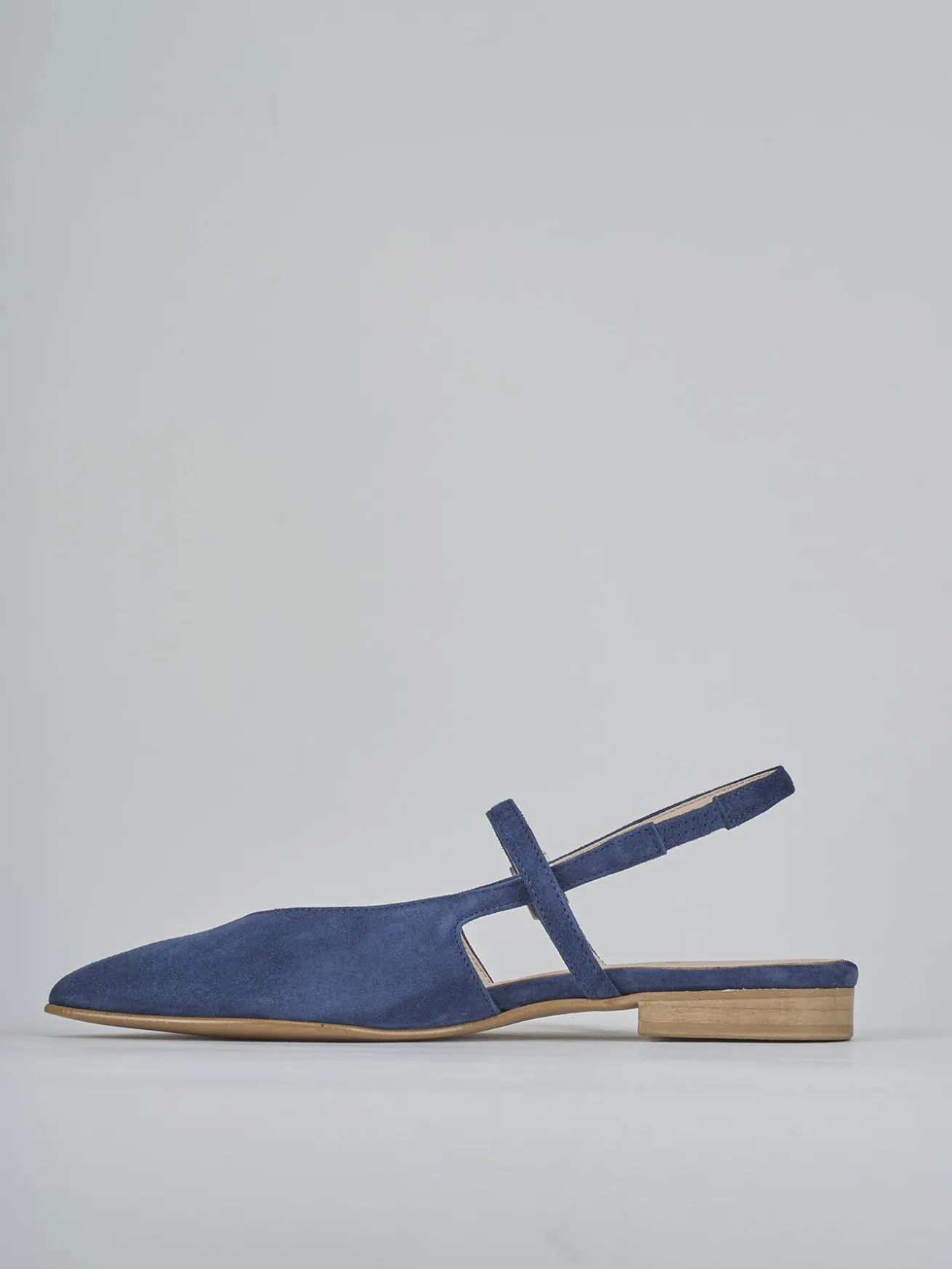 Ballerine tacco 1cm camoscio blu