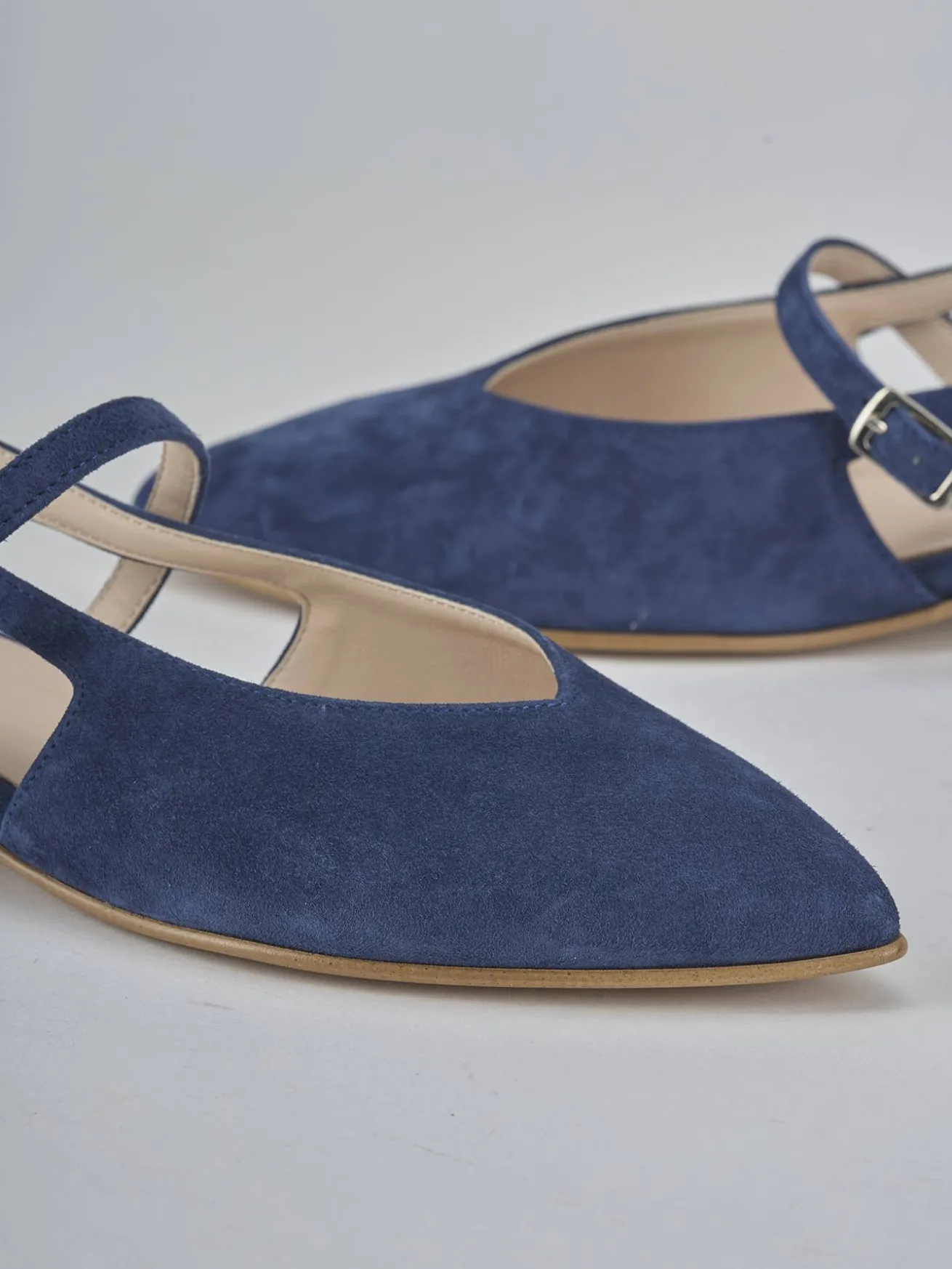 Ballerine tacco 1cm camoscio blu