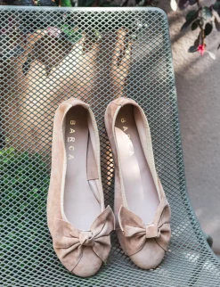 Ballerine tacco 1cm camoscio marrone