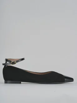 Ballerine tacco 1cm camoscio nero