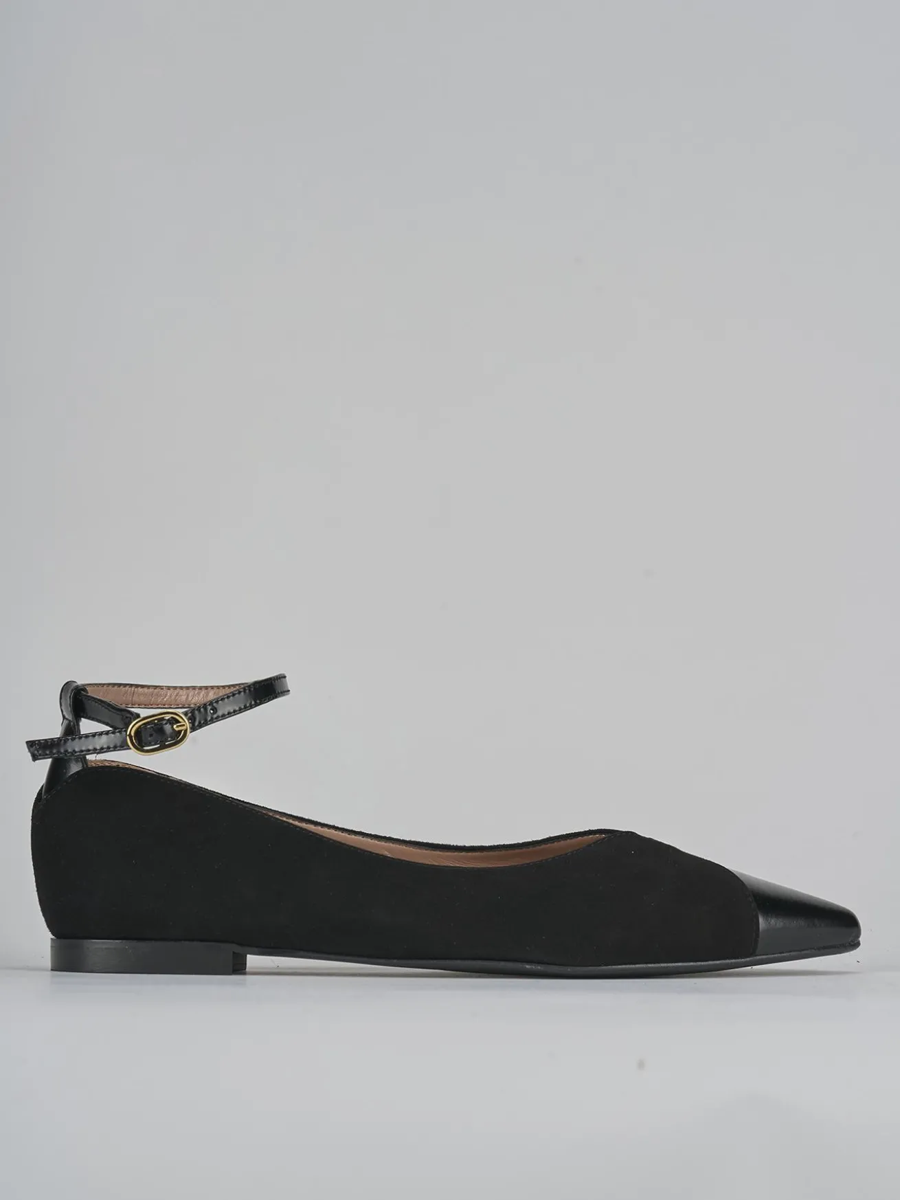 Ballerine tacco 1cm camoscio nero
