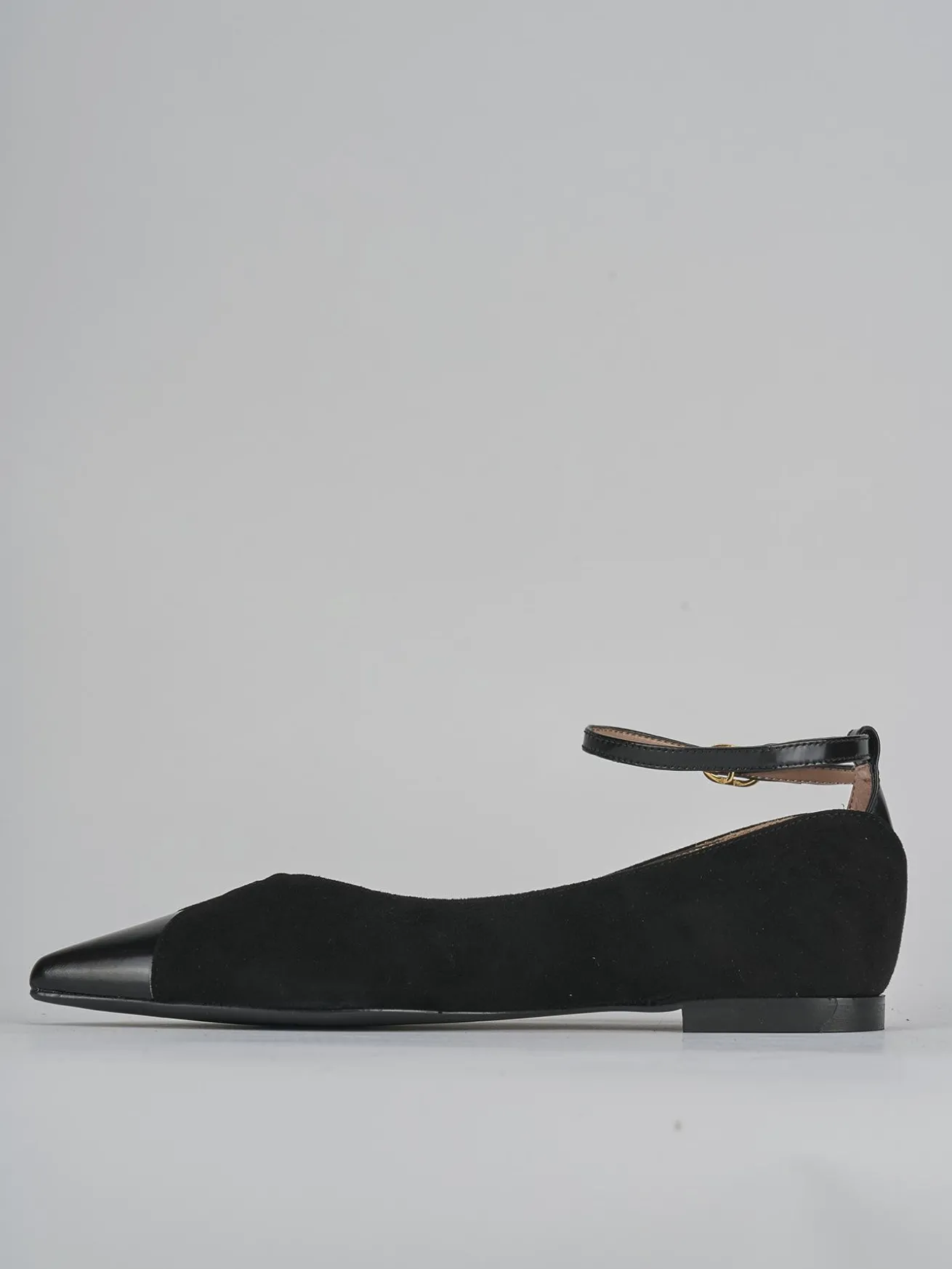 Ballerine tacco 1cm camoscio nero