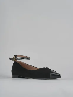 Ballerine tacco 1cm camoscio nero