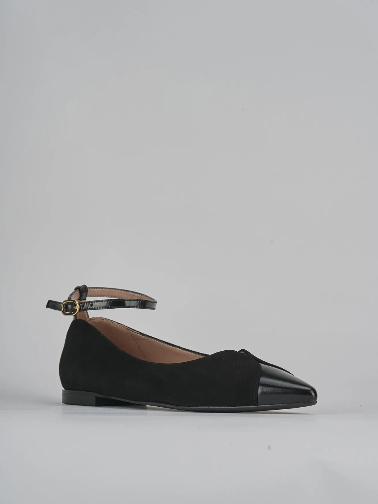 Ballerine tacco 1cm camoscio nero