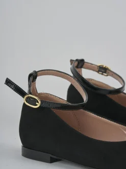 Ballerine tacco 1cm camoscio nero