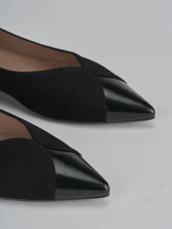 Ballerine tacco 1cm camoscio nero