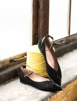 Ballerine tacco 1cm camoscio nero