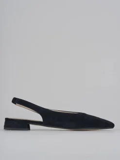 Ballerine tacco 1cm camoscio blu