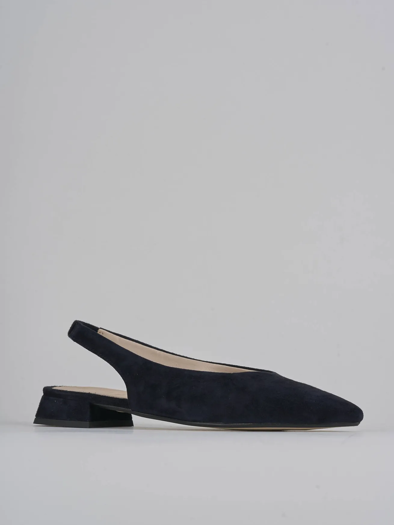 Ballerine tacco 1cm camoscio blu