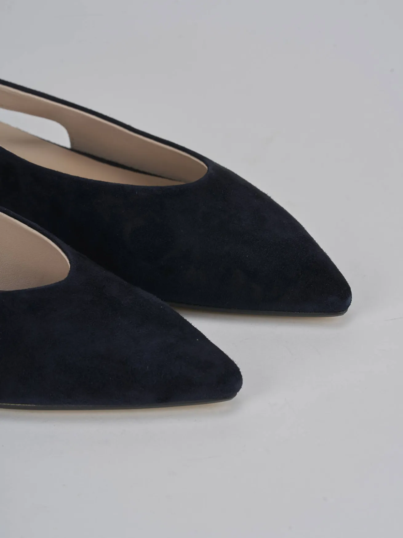 Ballerine tacco 1cm camoscio blu