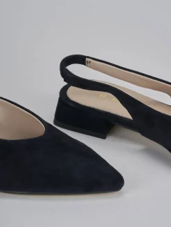 Ballerine tacco 1cm camoscio blu