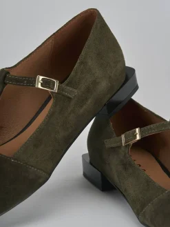 Ballerine tacco 1cm camoscio verde