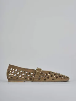 Ballerine tacco 1cm camoscio marrone