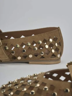 Ballerine tacco 1cm camoscio marrone