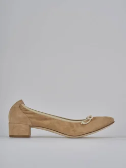 Ballerine tacco 4cm camoscio beige