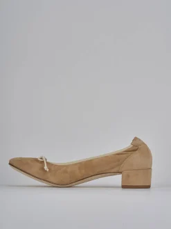 Ballerine tacco 4cm camoscio beige