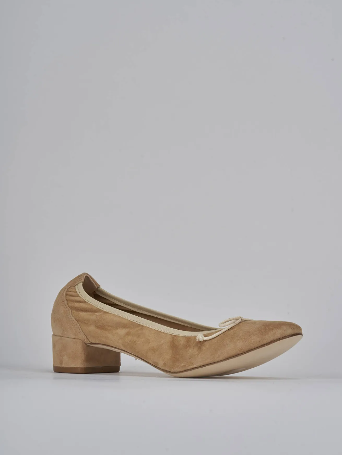 Ballerine tacco 4cm camoscio beige