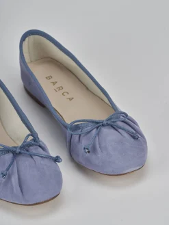 Ballerine tacco 1cm camoscio jeans