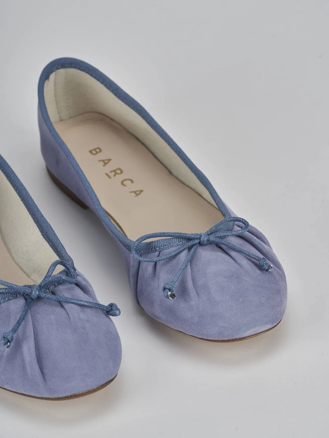 Ballerine tacco 1cm camoscio jeans