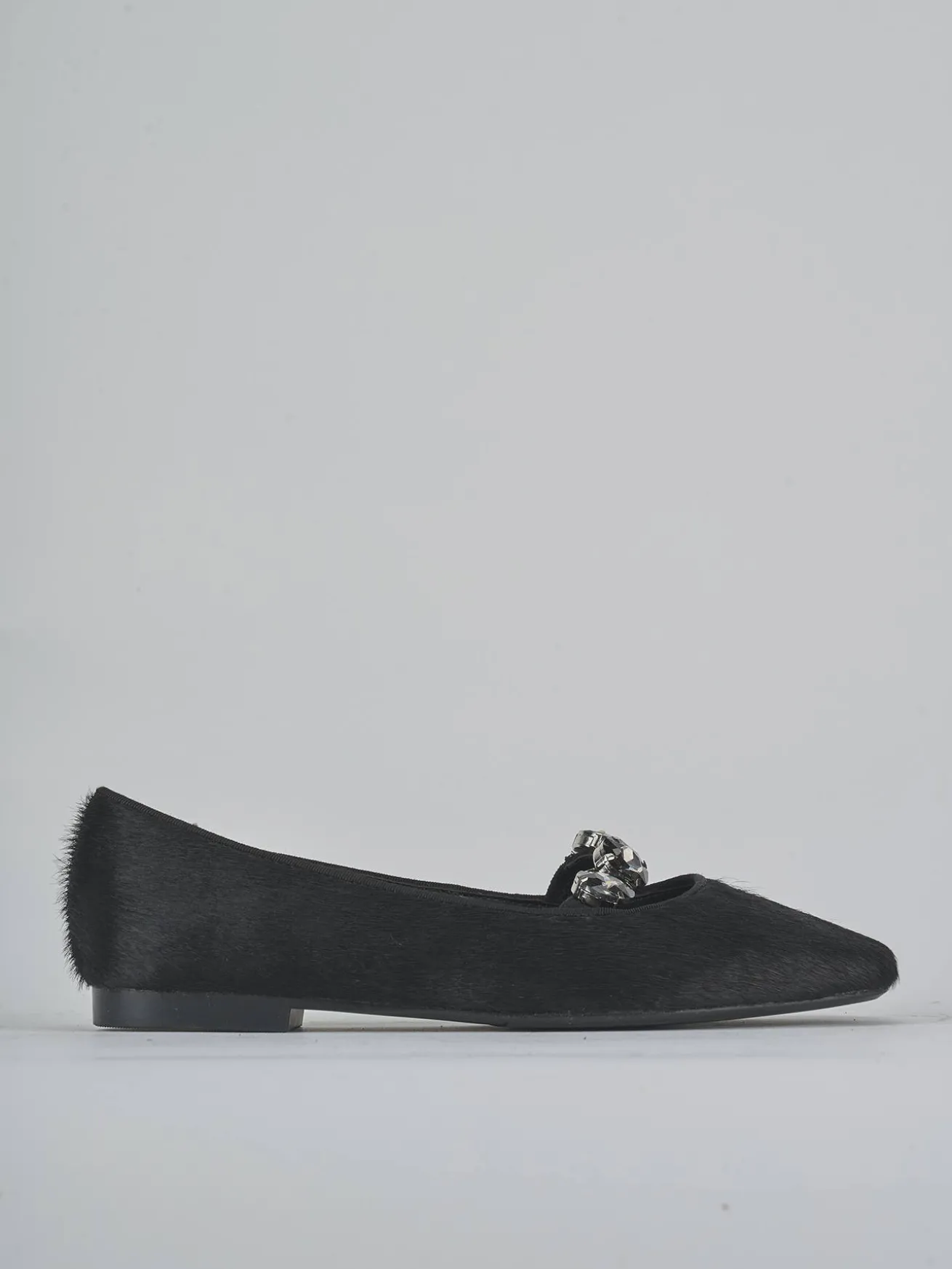 Ballerine tacco 1cm cavallino nero