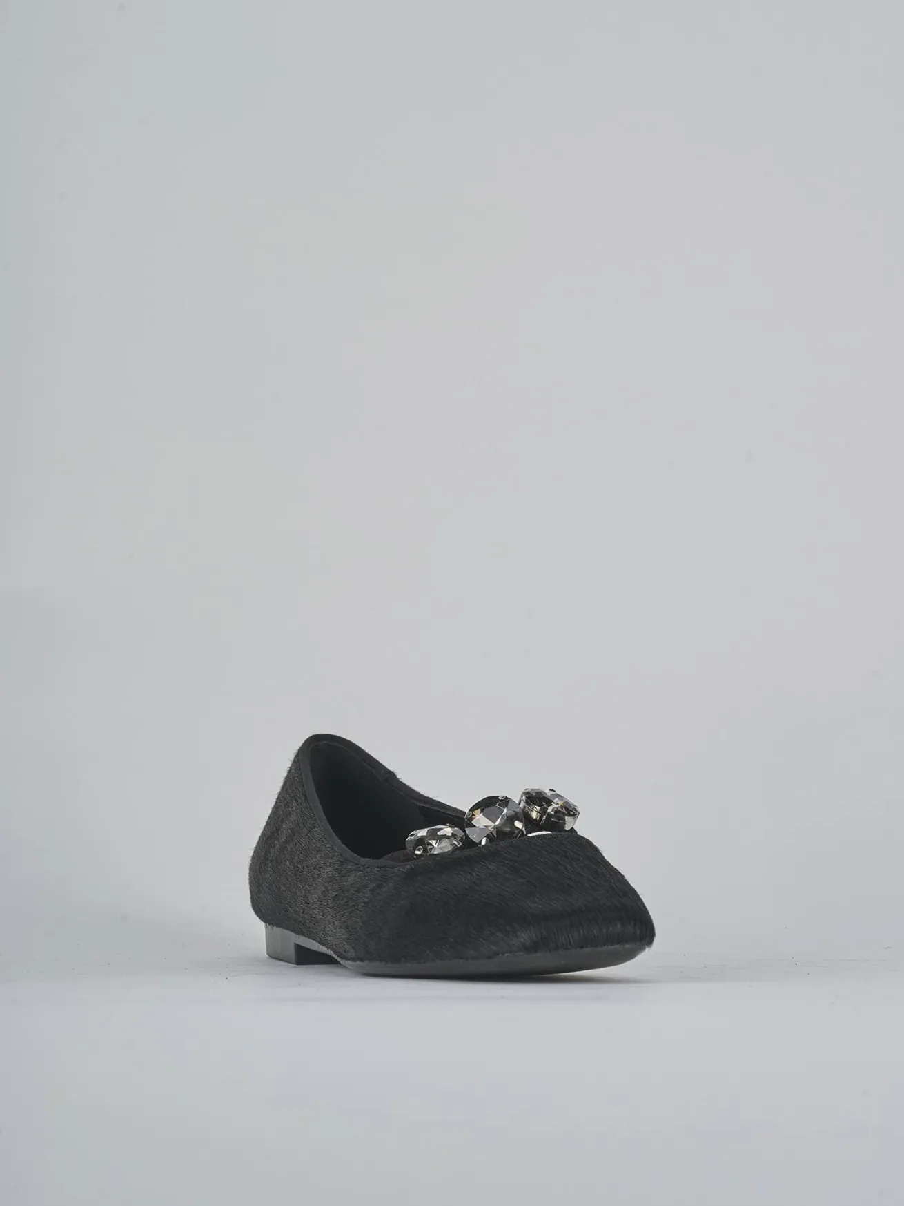 Ballerine tacco 1cm cavallino nero